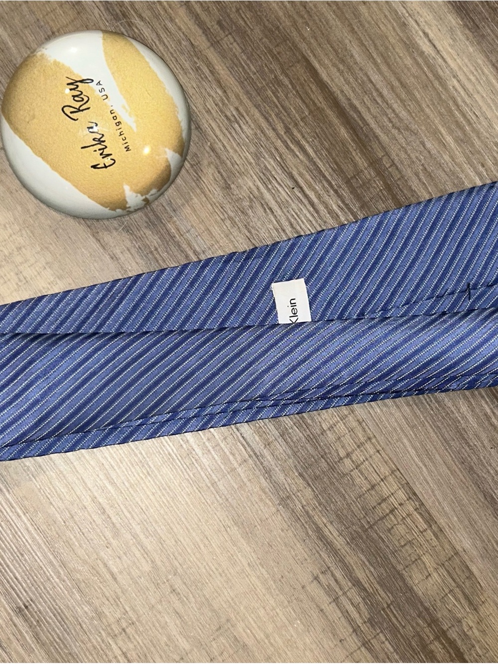 Calvin Klein Blue Diagonal Stripe Tie - Picture 3 of 5